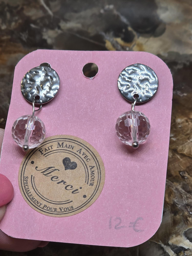 Boucles d'oreilles Cristal de roche à facettes 