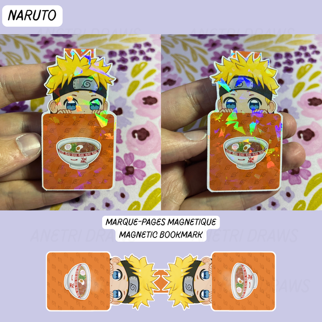 Marque-pages magnétique holographique Naruto