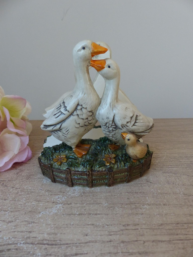 Charmant porte serviettes résine décoré d'oies, accessoire de table cuisine ferme décoration rustique, oiseaux porte serviettes déco cuisine