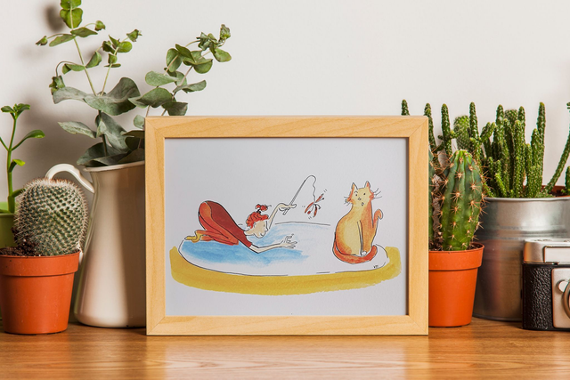 Dessin "Mon petit chat, en bonne compagnie" Tirage A5