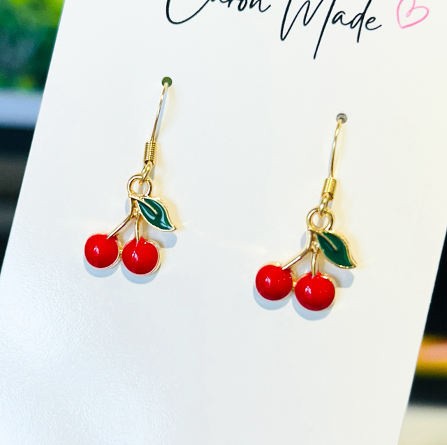 Cherry charm earrings