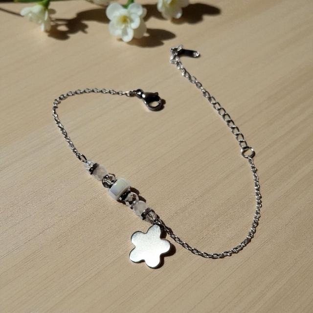 Bracelet acier inoxydable blanc et argenté