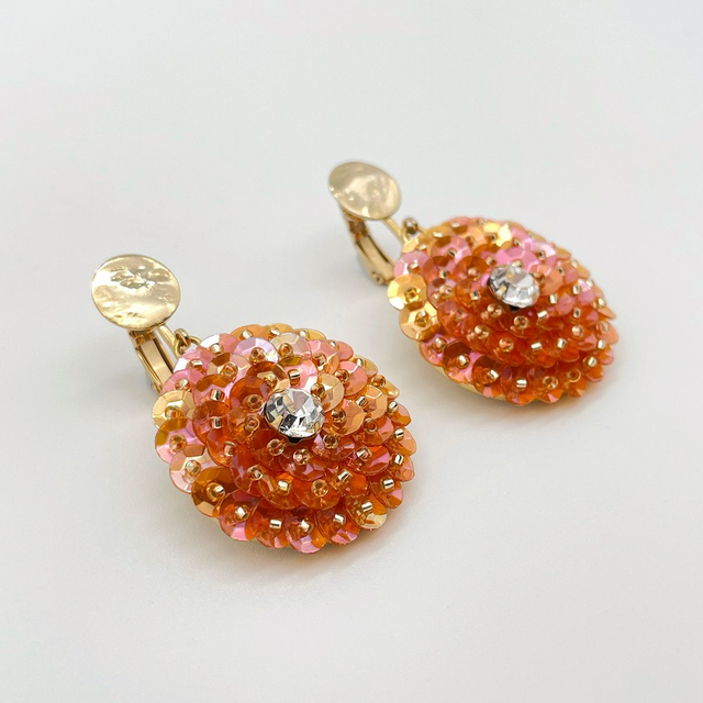 Boucles d’oreilles (clips) ZINNIA - ORANGE PAPAYE Ø30mm