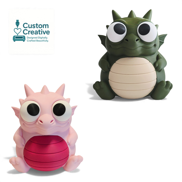 Cute Dragon Piggy Bank – 3D Printed Coin Bank (Pink or Green)
