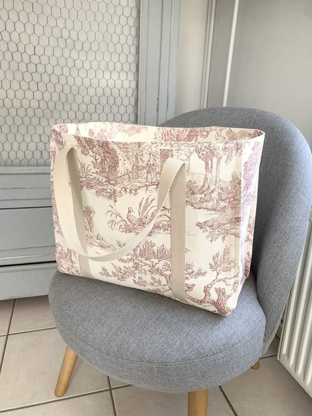 Sac Cabas Toile de Jouy Framboise