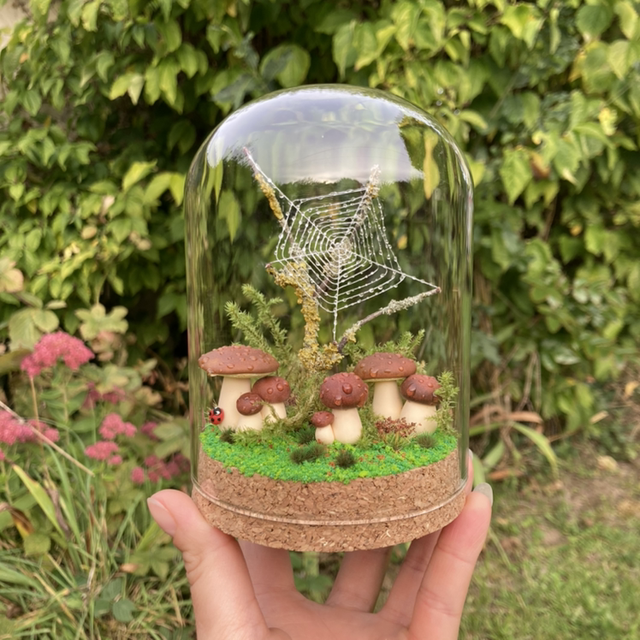 Cloche toile rosée bolets