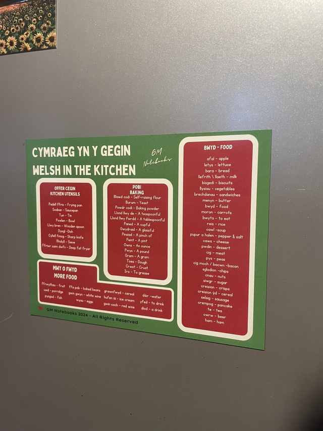 Cymraeg yn y Gegin - A6 Magnet Oergell 