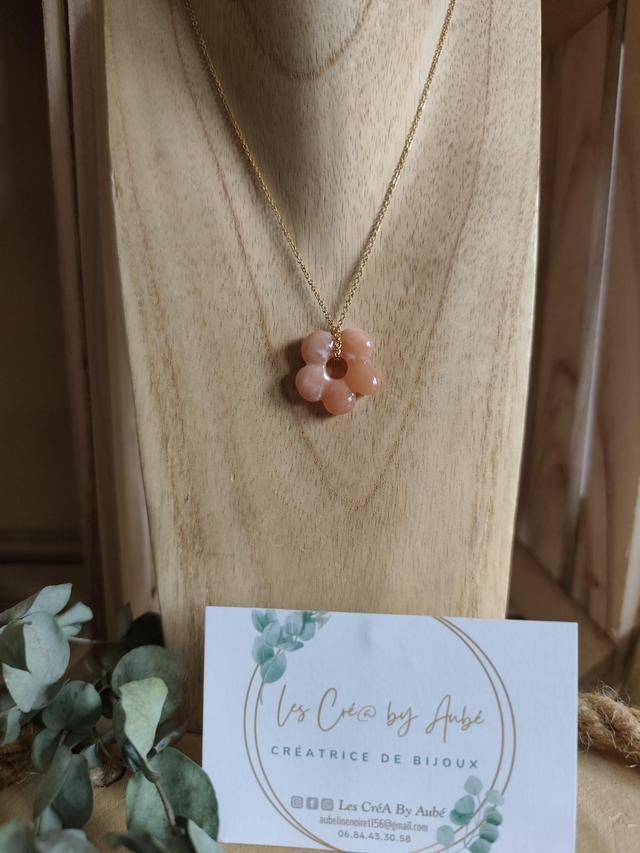 COLLIER GOLD/ FLEUR ROSE 0000627