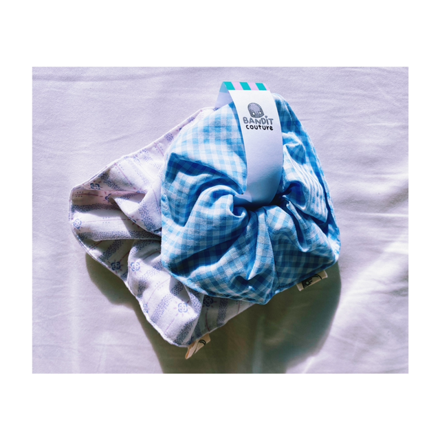 Chouchous (x2) - Vichy bleu &amp; Rayures violettes 