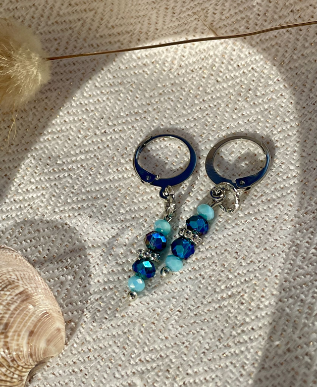 Boucles d’oreilles Prisme Marin Bleu Clair