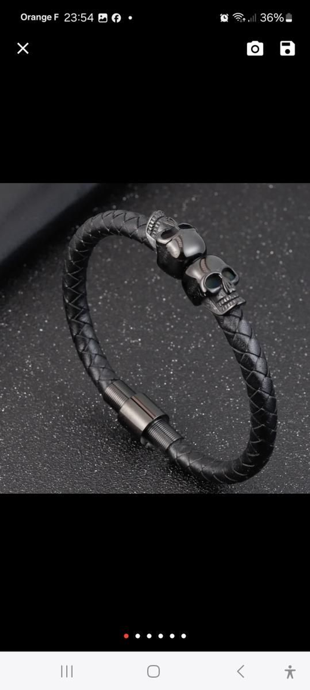 Bracelet  homme cuir et acier inoxydable 