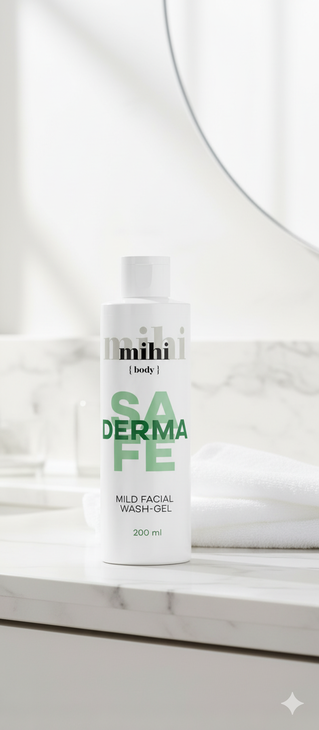 Nettoyant doux pour le visage Safe derma (Mihi)