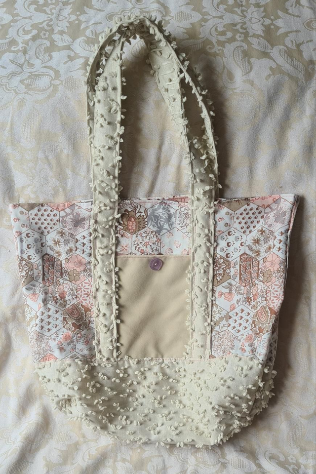 Bobbly Cream and Pink 'Daffodil' Beach Bag