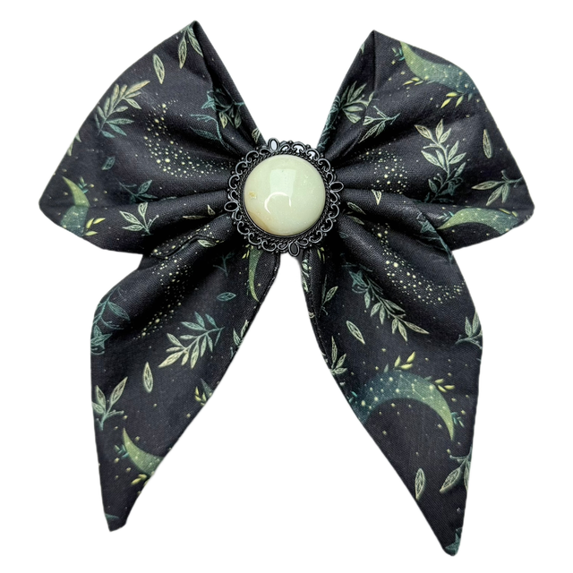 Barrette à cheveux - Lune verte - Amazonite 