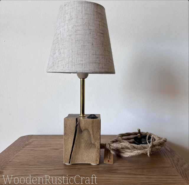 Spalted Turkish Oak Table Lamp with Linen Shade