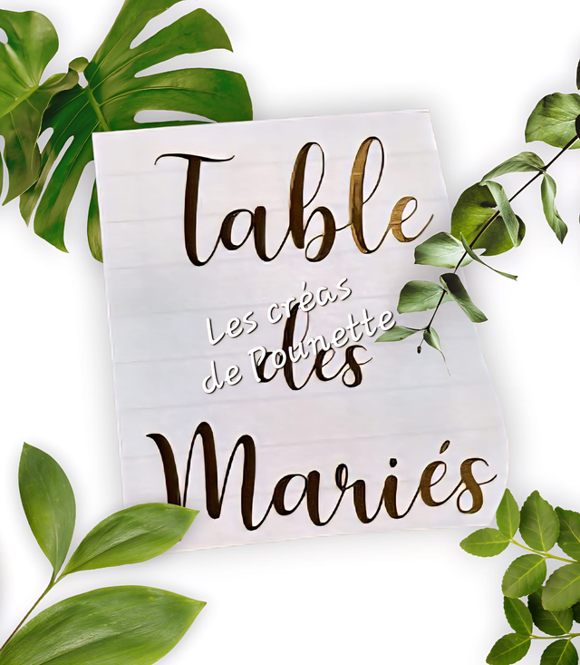 Stickers pour bouteille "table des mariés" 15 cm maxi