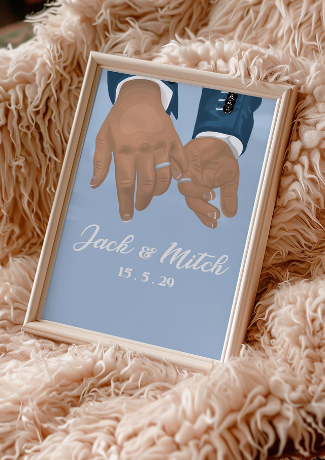 Engagement hands / Gay  – (deep skin tone) - Personalised