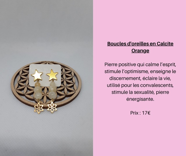 102- Boucles d'Oreilles en Calcite Orange
