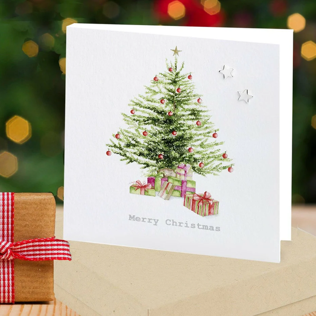 Christmas Tree Card - Sterling Silver Star Stud Earrings CE023