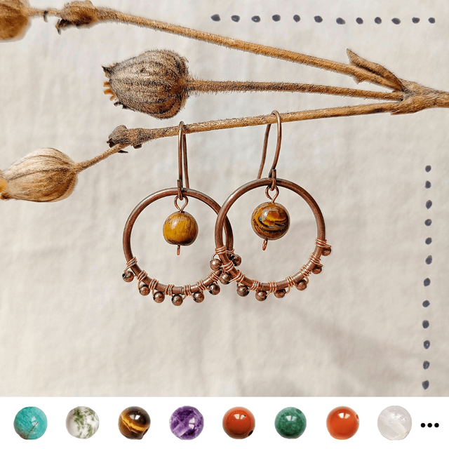 Boucle anneau tressée en cuivre