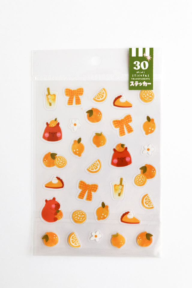  Planche de 30 mini stickers transparents Yuzu 
