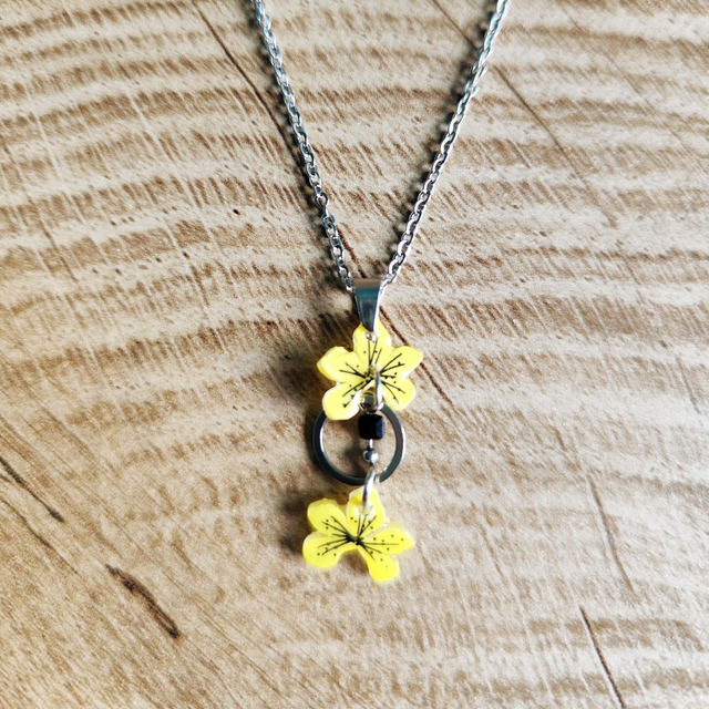 Collier Cléor jaune paille et noir