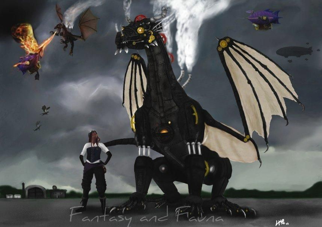 Steam Dragon Wars Unmounted Print