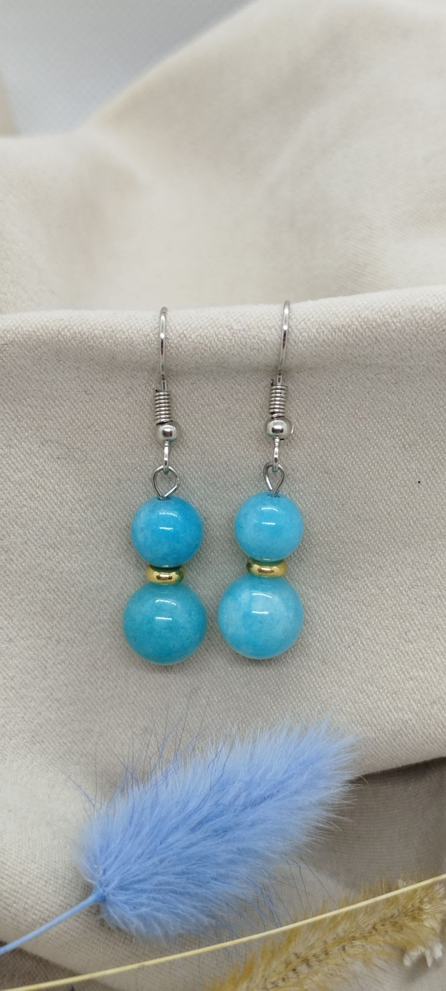 Boucles d'oreilles en pierres naturelles de 8 et 10 mm (amazonite)