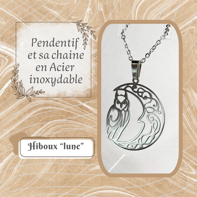 Pendentif XL - Hiboux &quot;lune&quot;