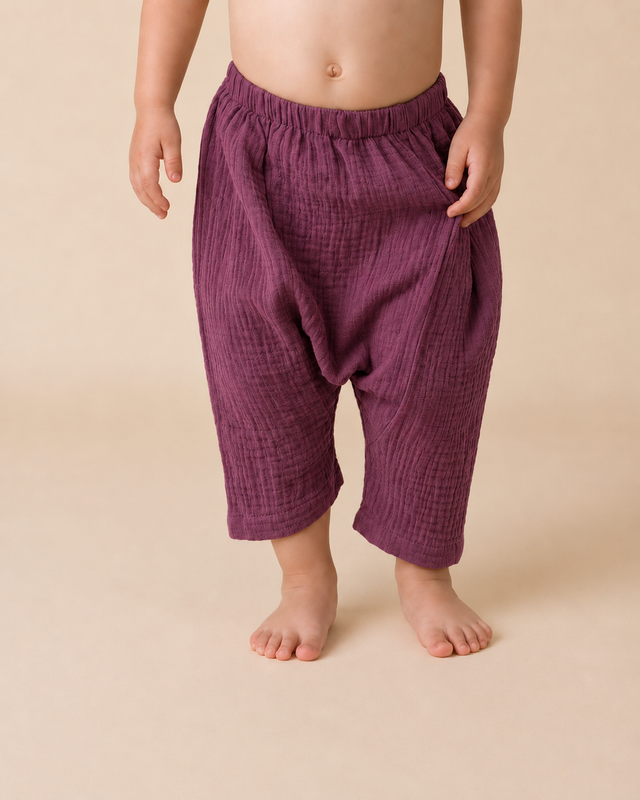 Pantalon Harem de Muselina Algodon Morado