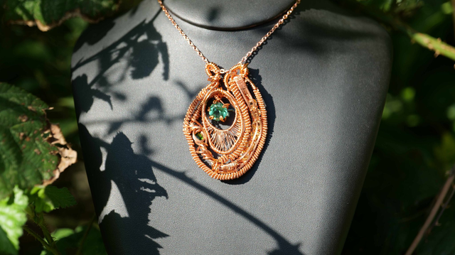 Pendentif Tourmaline verte, citrine et zircon