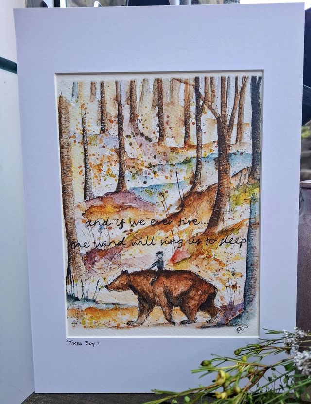 Tired Boy &amp; Bear Print 