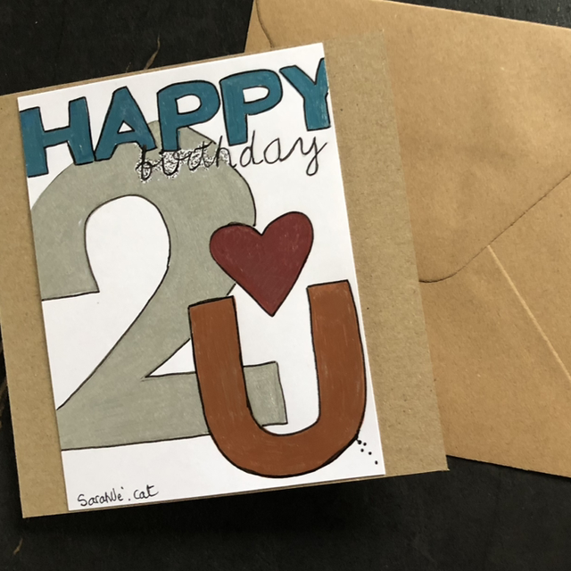 Carte - happy birthday to you - 13,5 x 13,5 cm - enveloppe kraft