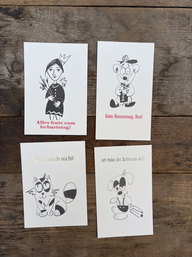 Postkartenset Letterpress/Buchdruck, ca. DIN A 6 (10 Postkarten)