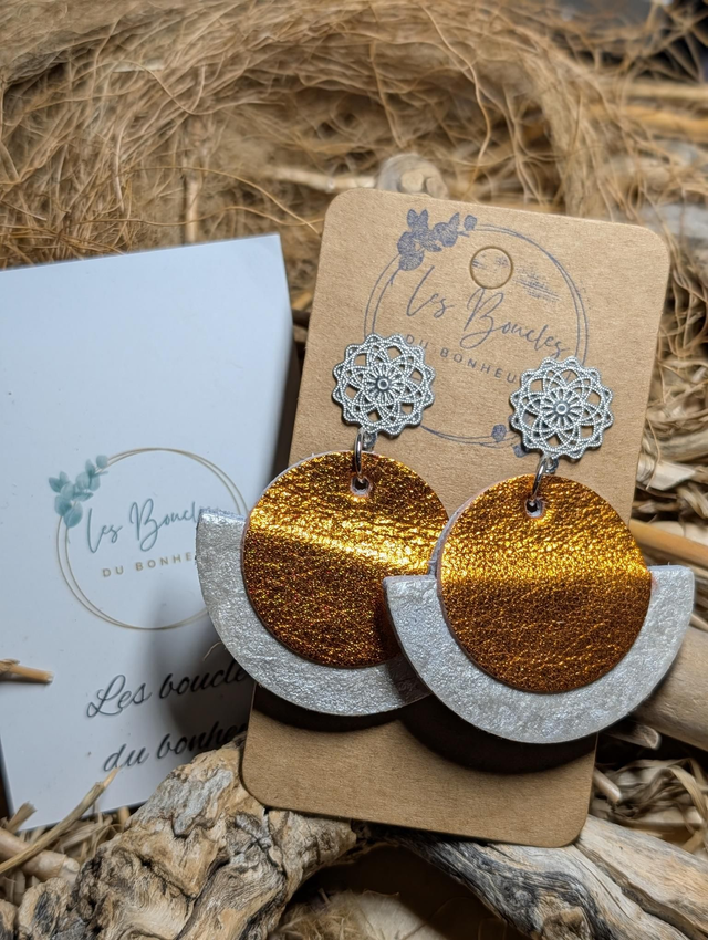 Boucles d'oreilles Dona orange blanc do125