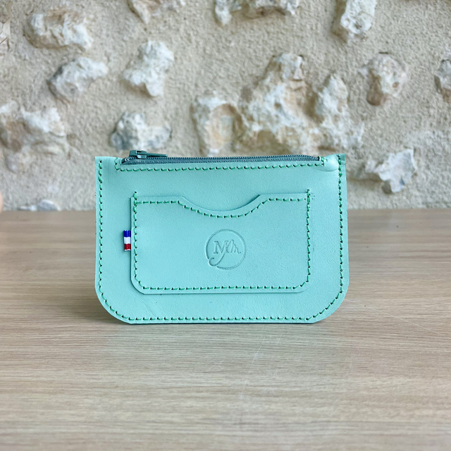 Porte cartes / porte monnaies vert menthe