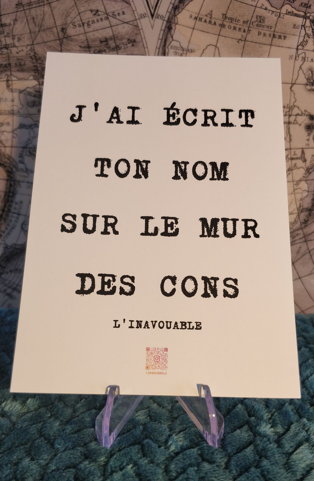 CARTE "J'AI ECRIT TON NOM SUR LE MUR DES CONS"