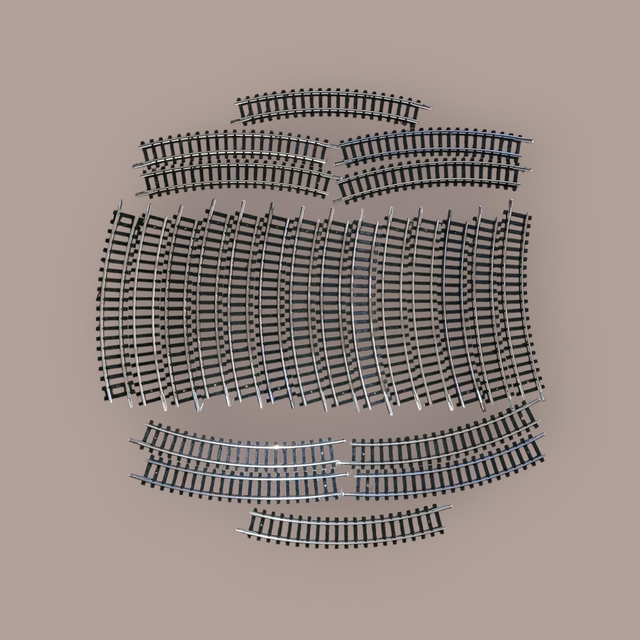 22x Trix 4912 Minitrix 14912 Spur N Gleis, 1/12 Kreis., R1, 30°, 21 Schwellen