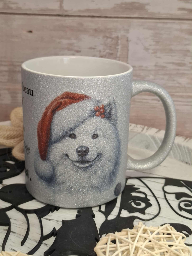 Mug à paillettes samoyède