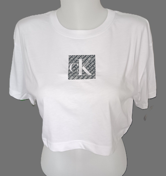 Tee shirt crop top Calvin Klein blanc femme