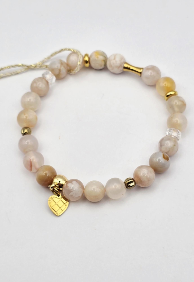 Bracelet Agate fleur de cerisier 0,8 cm 