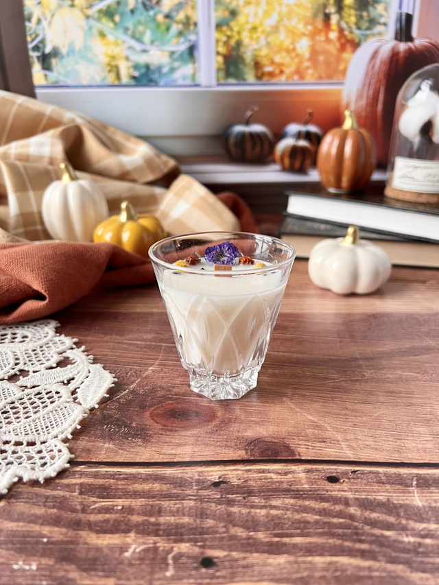 🍁 Bougie Citrouille merveilleuse - verre "facettes"
