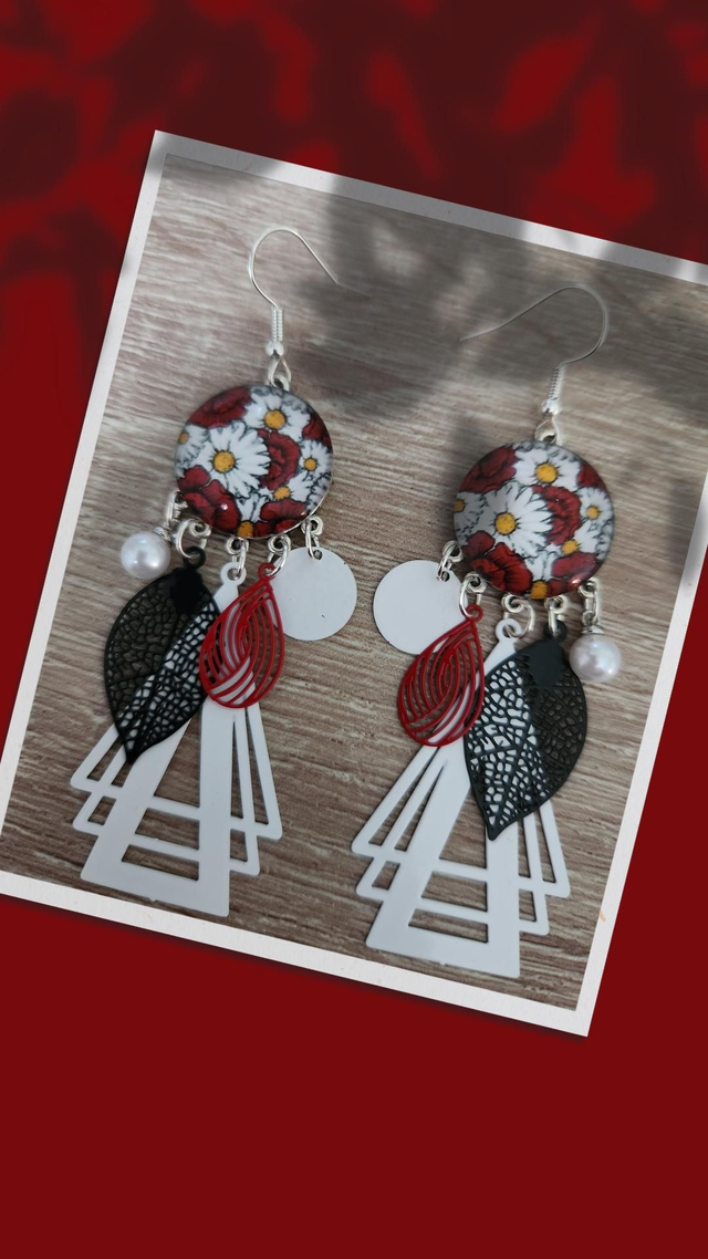 Boucles cabochon fleurs 117