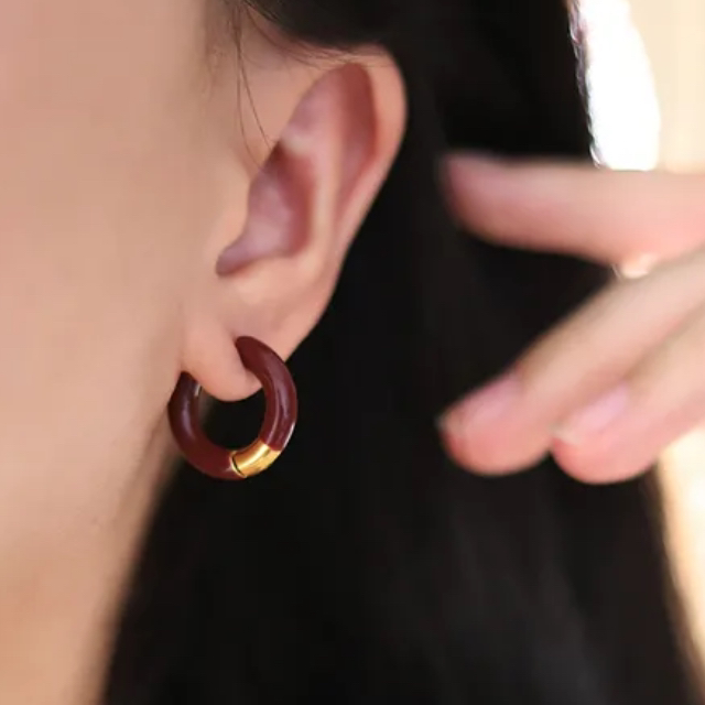 Stainless Steel Colour Block Hoop Earrings