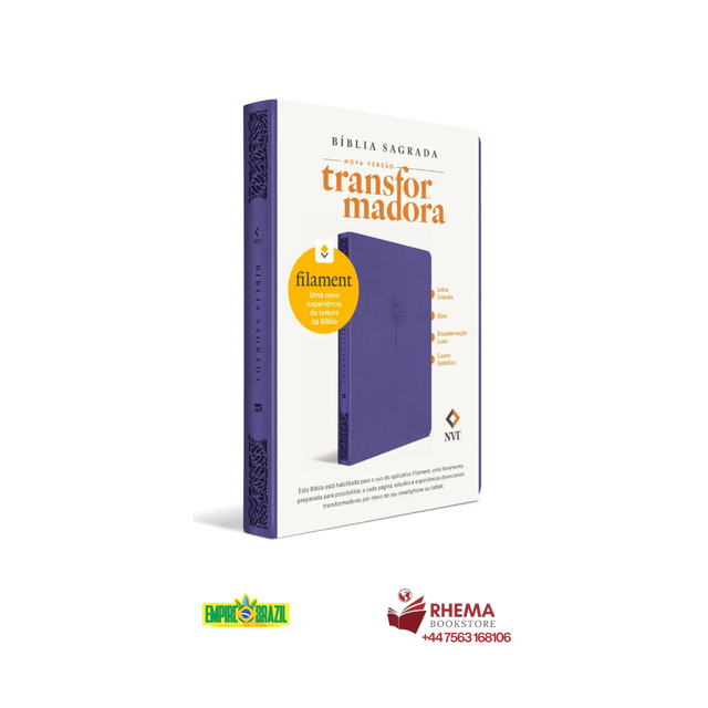 Bíblia Slim Filament / Letra Grande / Capa Couro Sintético / Lilás - NVT