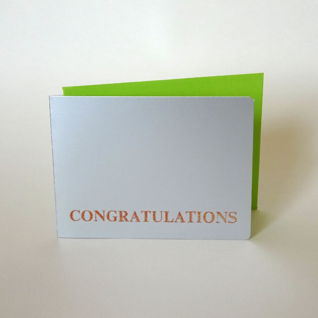 Congratulations, letterpress greeting card, A7