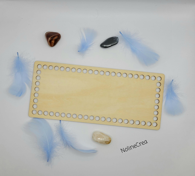 Base rectangle bois naturel 11x25cm , base en bois crochet