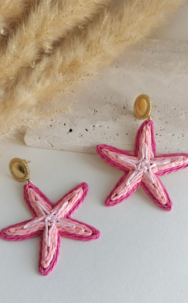 Boucles d&#039;oreilles Etoile de mer rose