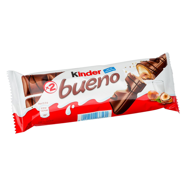 Barres chocolatées lait noisettes KINDER BUENO