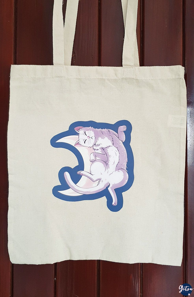 Totebag chat sur la lune